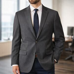 Jos A Bank Joseph Slim Fit Wool Blazer 42L Charcoal Gray Sport Coat